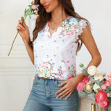 Lace V - neck shirt printed shirt - Negative Apparel