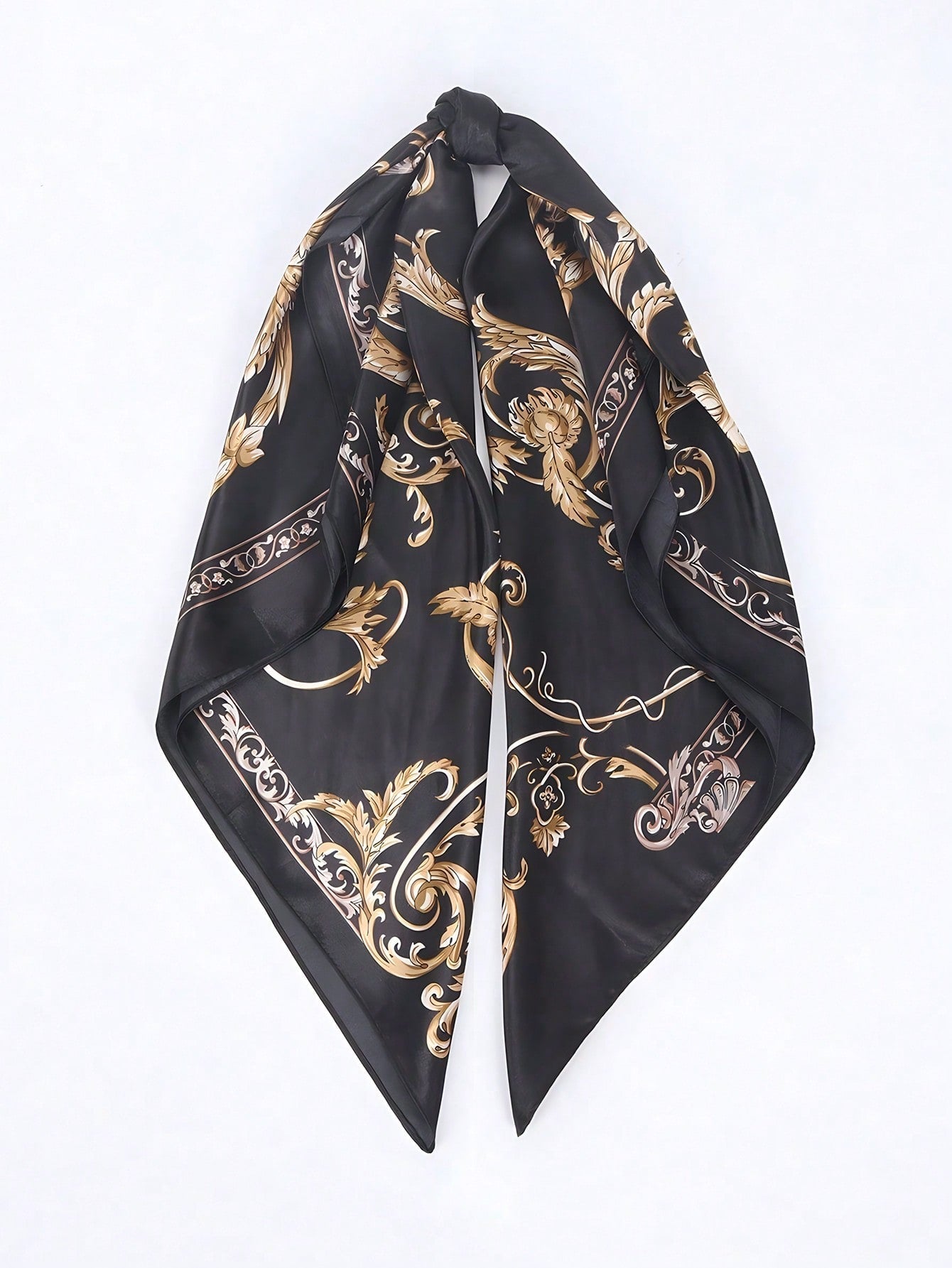 Ladies' Vintage Printed Silk Scarf, Soft And Elegant Headscarf - Negative Apparel