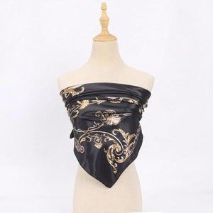 Ladies' Vintage Printed Silk Scarf, Soft And Elegant Headscarf - Negative Apparel