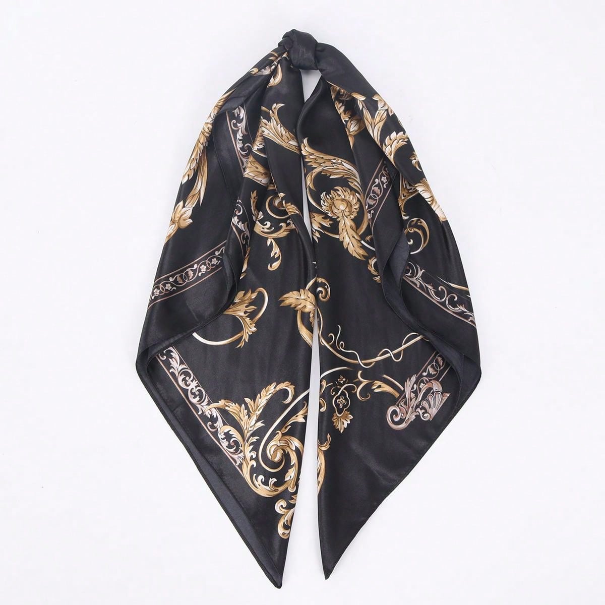 Ladies' Vintage Printed Silk Scarf, Soft And Elegant Headscarf - Negative Apparel