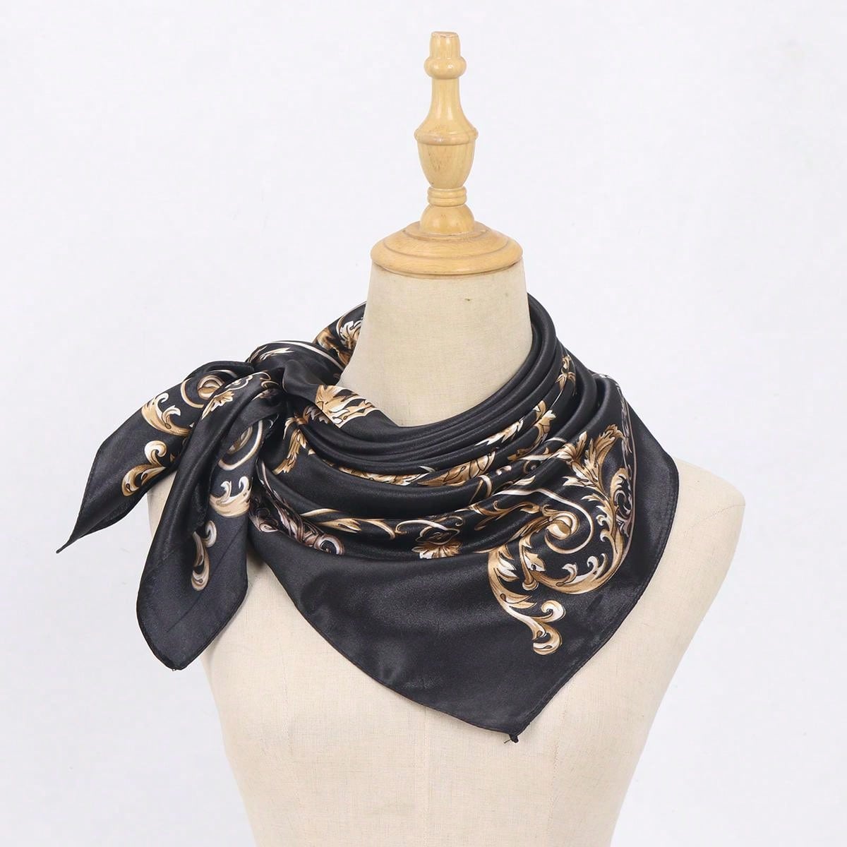 Ladies' Vintage Printed Silk Scarf, Soft And Elegant Headscarf - Negative Apparel