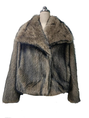 Lapel faux fur coat short body fluffy plush women's coat - Negative Apparel