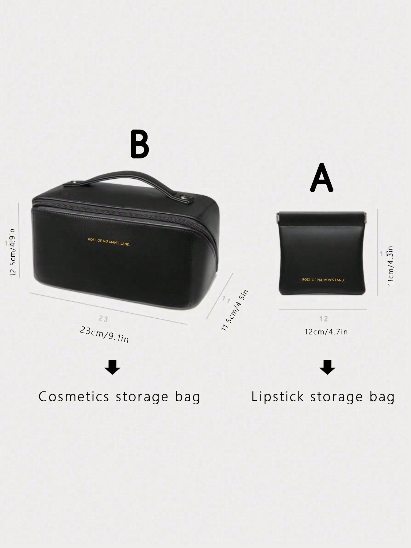 Large capacity waterproof makeup storage bag, with a portable design made of up leather material and dual handles - Negative Apparel