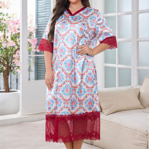 large - size ice silk pajamas women's summer thin loungewear long women's fat MM pajamas wholesale 22350 - Negative Apparel