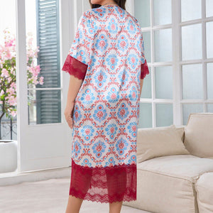 large - size ice silk pajamas women's summer thin loungewear long women's fat MM pajamas wholesale 22350 - Negative Apparel