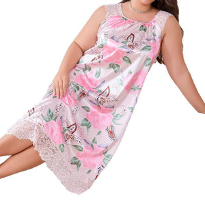 large - size new hot - selling pajamas women's ice silk short - sleeved pajamas loose casual romantic loungewear 22286 - Negative Apparel