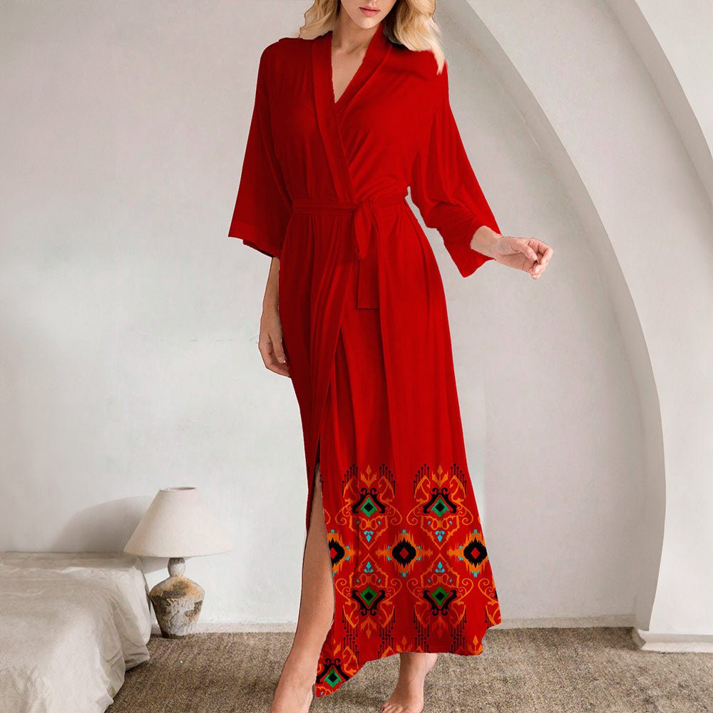 large - size pajamas women's summer satin chiffon light luxury ice silk pajamas loungewear WP3433 - Negative Apparel