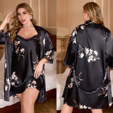 large - size pajamas women's suspenders, pajamas, robes, ice silk loungewear WP22156 - Negative Apparel