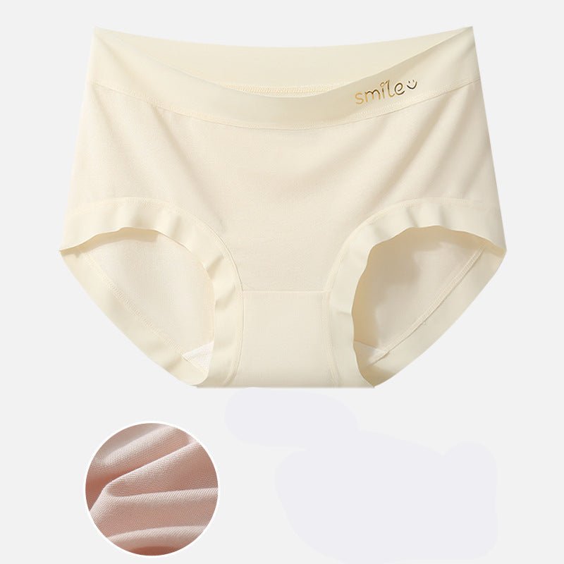 Large size panties women's modal mid - waist seamless without buttocks mulberry silk bacteriostatic crotch breathable women's briefs - Negative Apparel