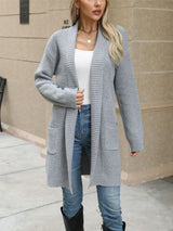 Lazy style cardigan sweater casual loose lapel long cardigan sweater - Negative Apparel