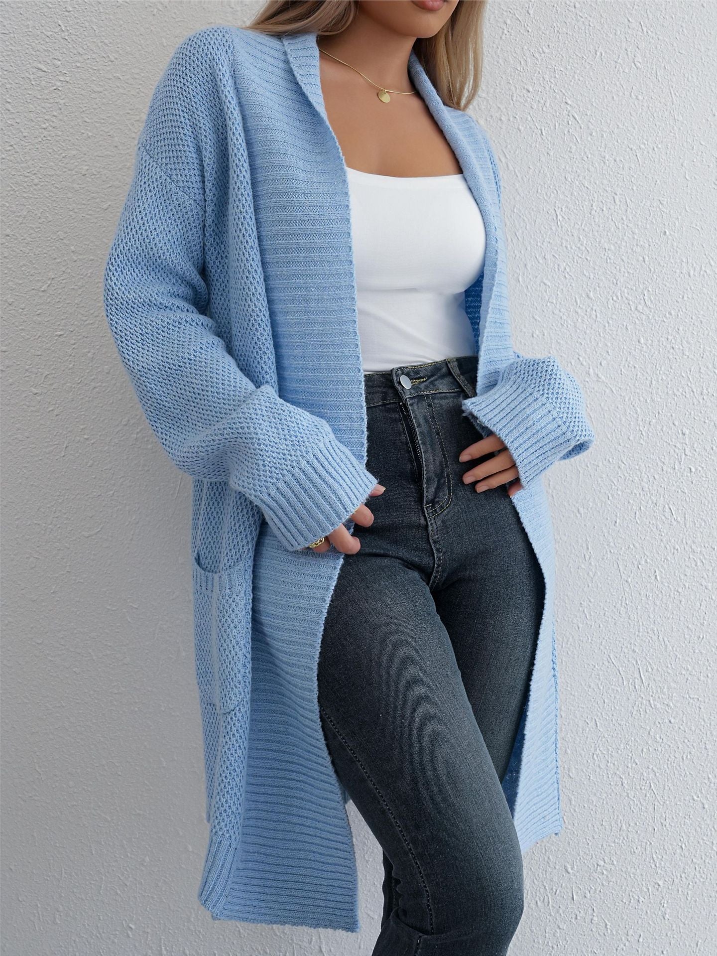 Lazy style cardigan sweater casual loose lapel long cardigan sweater - Negative Apparel