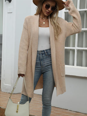 Lazy style cardigan sweater casual loose lapel long cardigan sweater - Negative Apparel