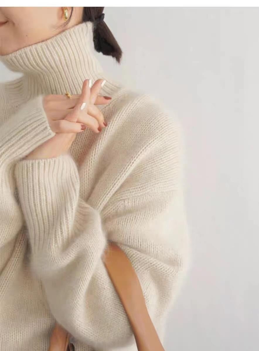 Lazy style high collar knitted sweater for women korean style - Negative Apparel