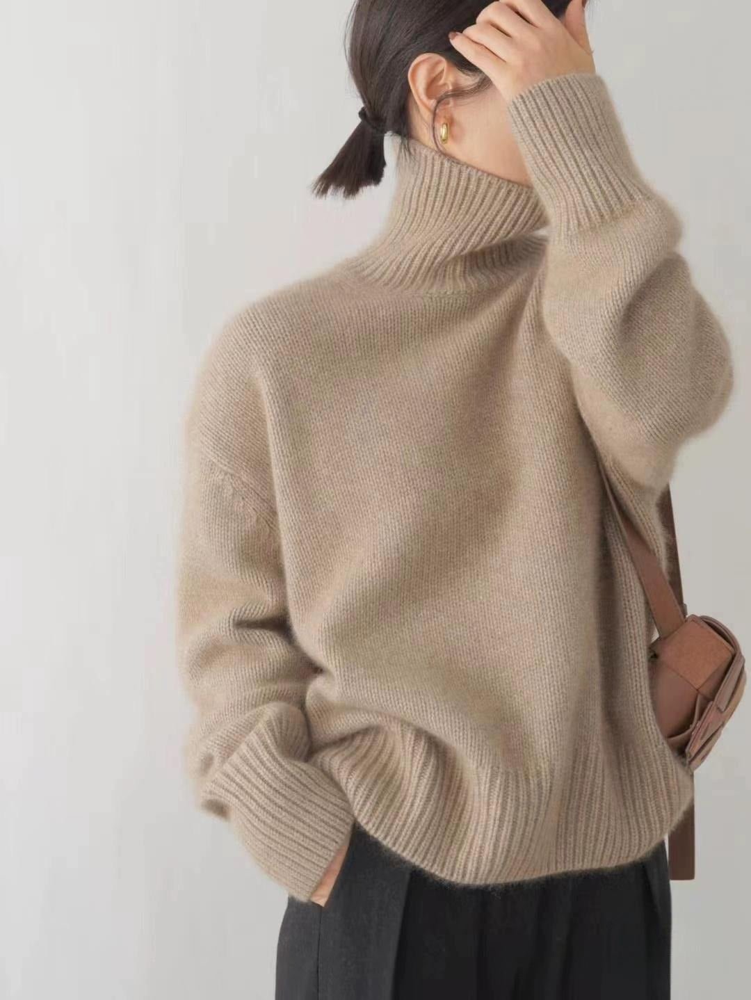 Lazy style high collar knitted sweater for women korean style - Negative Apparel