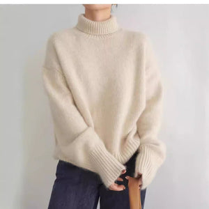 Lazy style high collar knitted sweater for women korean style - Negative Apparel