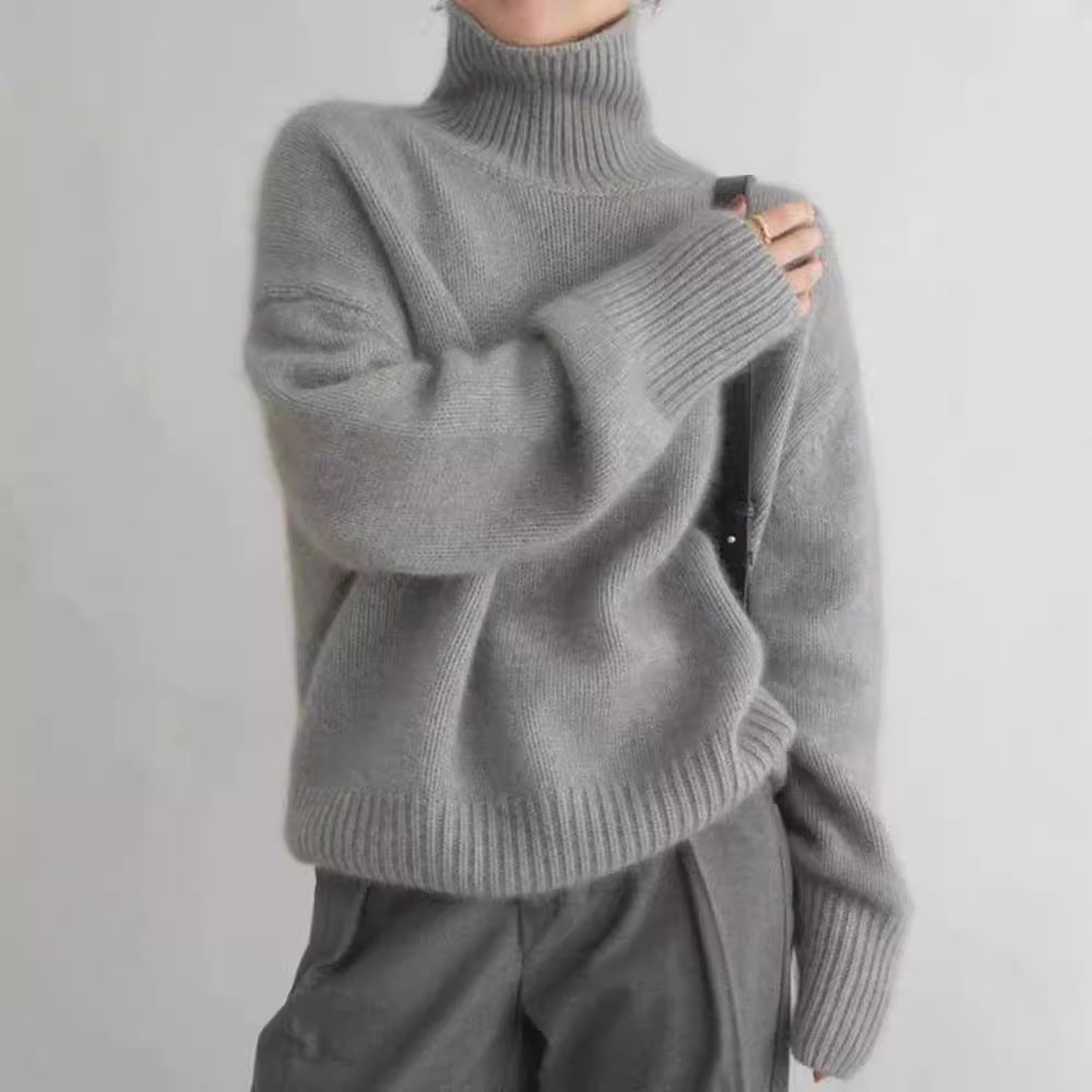 Lazy style high collar knitted sweater for women korean style - Negative Apparel