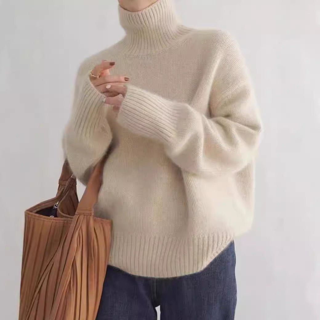 Lazy style high collar knitted sweater for women korean style - Negative Apparel