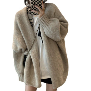 Lazy style knitted medium - length sweater cardigan - Negative Apparel