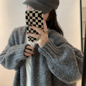 Lazy style knitted medium - length sweater cardigan - Negative Apparel