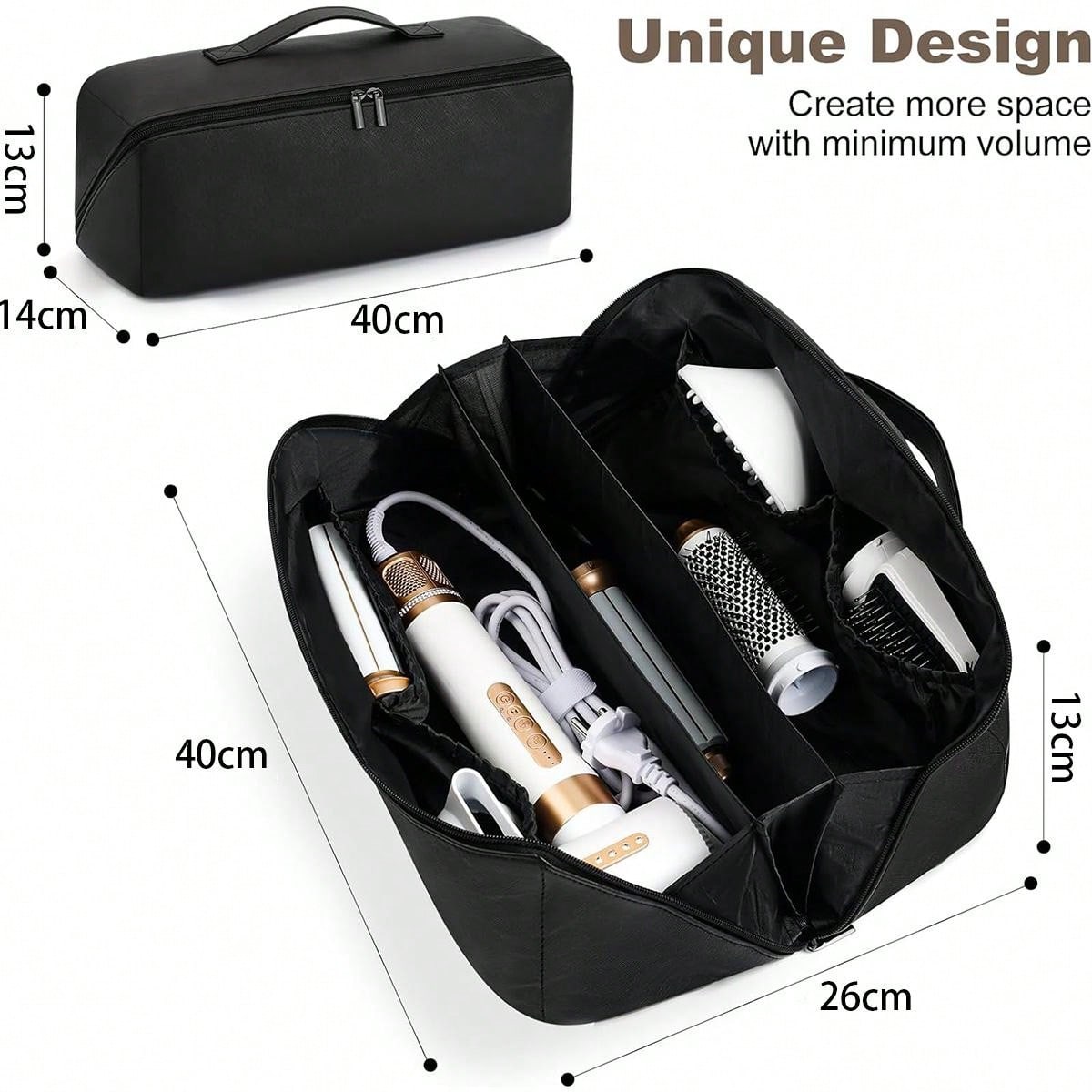 Leather Hair Tools Travel Bag, Airwrap Travel Case - Negative Apparel