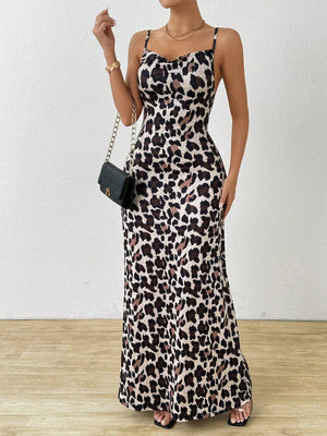 Leopard Print Cami Long Dress Maxi Women Outfit - Negative Apparel