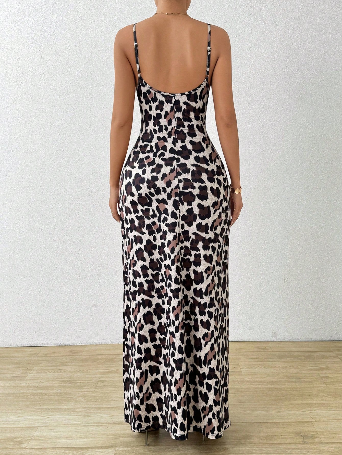 Leopard Print Cami Long Dress Maxi Women Outfit - Negative Apparel