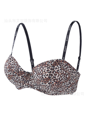 Leopard Print Seamless Bra – Glossy Push - Up, Anti - Sagging, Wireless Comfort - Negative Apparel