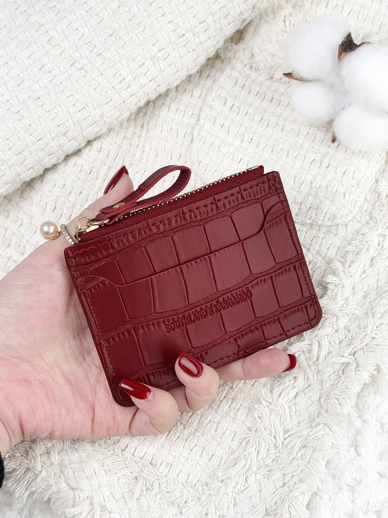 Letter Embossed Zipper Small Wallet Coin Pocket Small Purse Bifold Slim Wallet FD - Negative Apparel