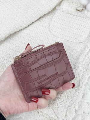 Letter Embossed Zipper Small Wallet Coin Pocket Small Purse Bifold Slim Wallet FD - Negative Apparel