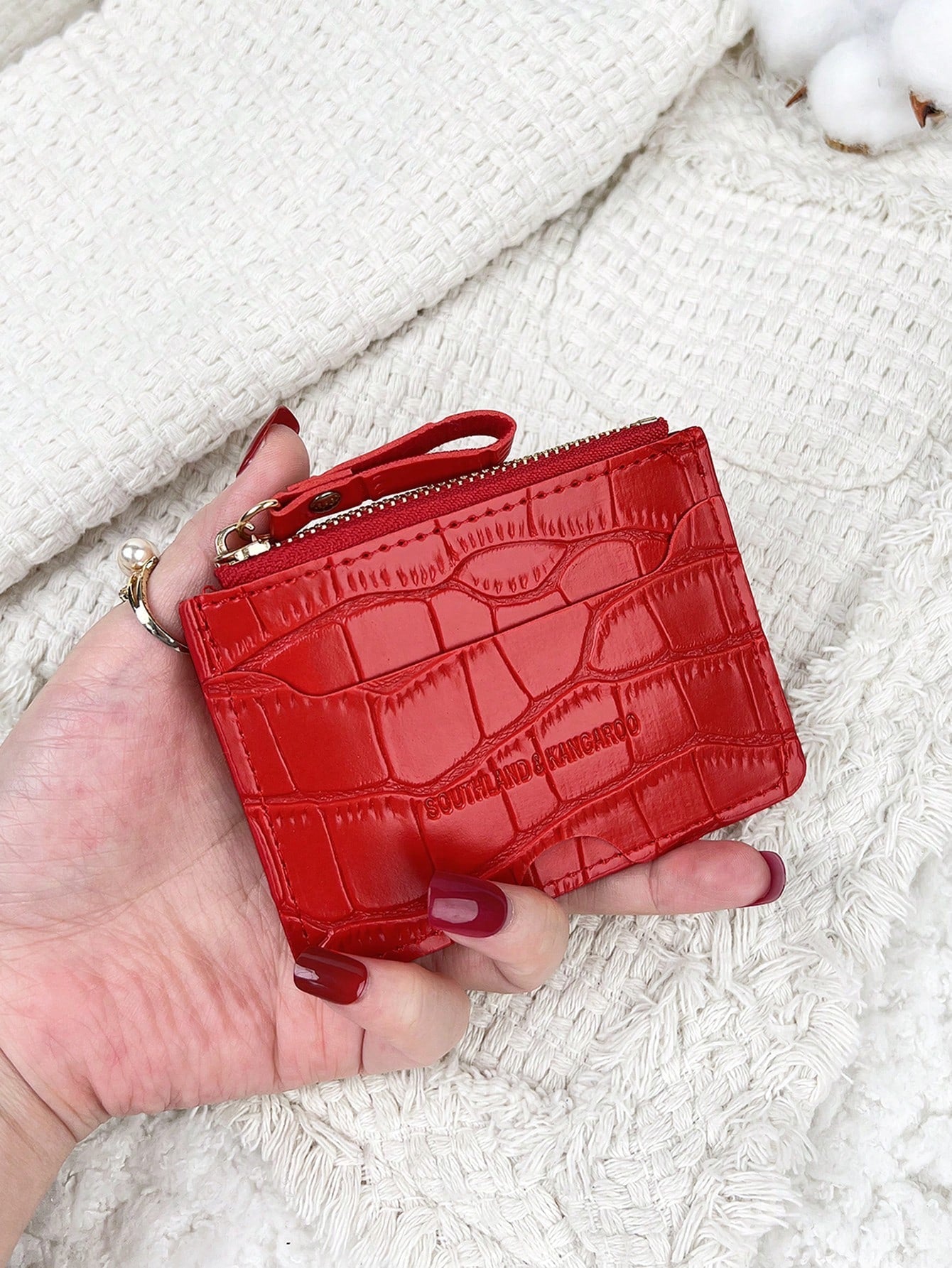 Letter Embossed Zipper Small Wallet Coin Pocket Small Purse Bifold Slim Wallet FD - Negative Apparel