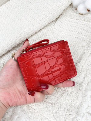 Letter Embossed Zipper Small Wallet Coin Pocket Small Purse Bifold Slim Wallet FD - Negative Apparel