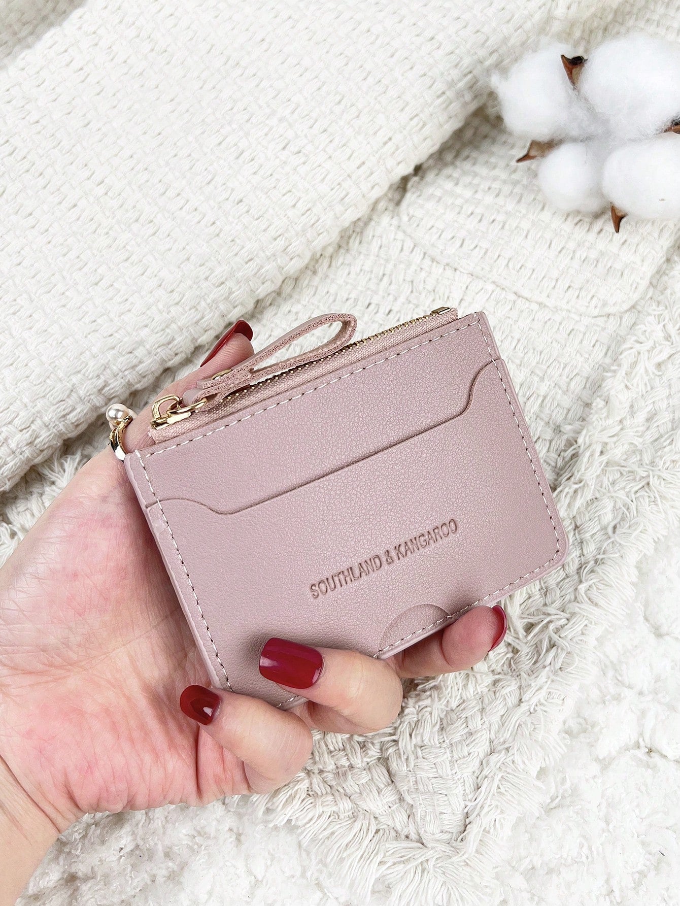 Letter Embossed Zipper Small Wallet Coin Pocket Small Purse Bifold Slim Wallet FD - Negative Apparel