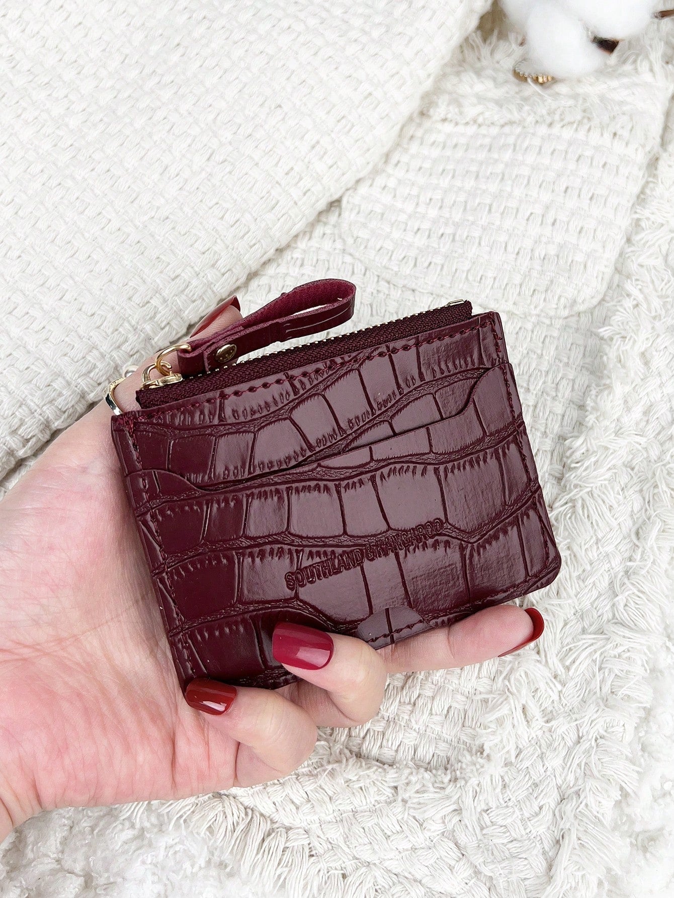 Letter Embossed Zipper Small Wallet Coin Pocket Small Purse Bifold Slim Wallet FD - Negative Apparel