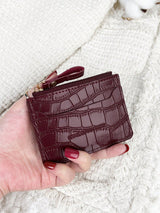 Letter Embossed Zipper Small Wallet Coin Pocket Small Purse Bifold Slim Wallet FD - Negative Apparel