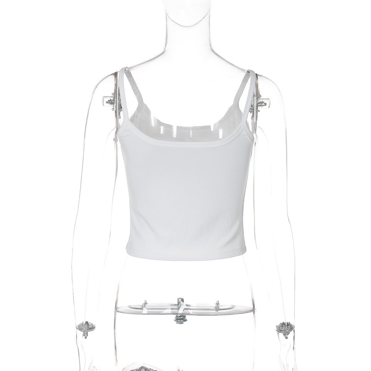 Letter rhinestone slim camisole small vest top - Negative Apparel