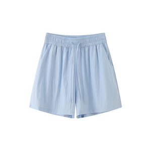 Light green ice silk Yamamoto shorts outside women's summer 2025 new high - waisted wide - leg medium pants loose casual five - point pants - Negative Apparel