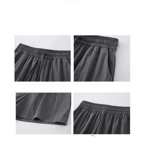 Light green ice silk Yamamoto shorts outside women's summer 2025 new high - waisted wide - leg medium pants loose casual five - point pants - Negative Apparel