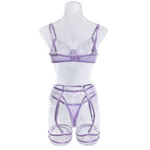 Lingerie set embroidery chain elegant three - piece set for women - Negative Apparel