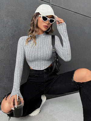 Long Sleeve Bottom Crop Winter Top - Negative Apparel