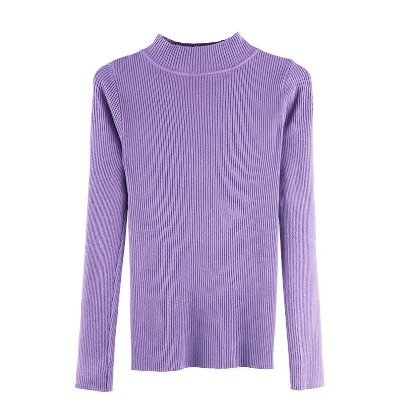 Long Sleeve Korean Style Half Turtleneck Pullover - Negative Apparel