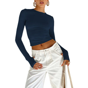 Long Sleeve T-shirt Solid Color Versatile Slim Thin Small Fashion Bottoming Shirt - Negative Apparel