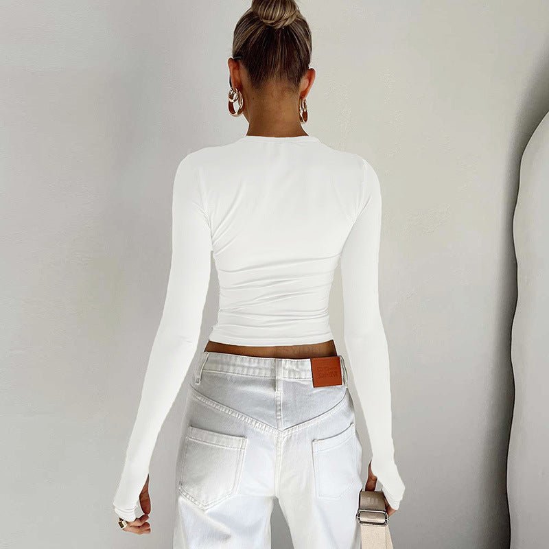 Long Sleeve T-shirt Solid Color Versatile Slim Thin Small Fashion Bottoming Shirt - Negative Apparel
