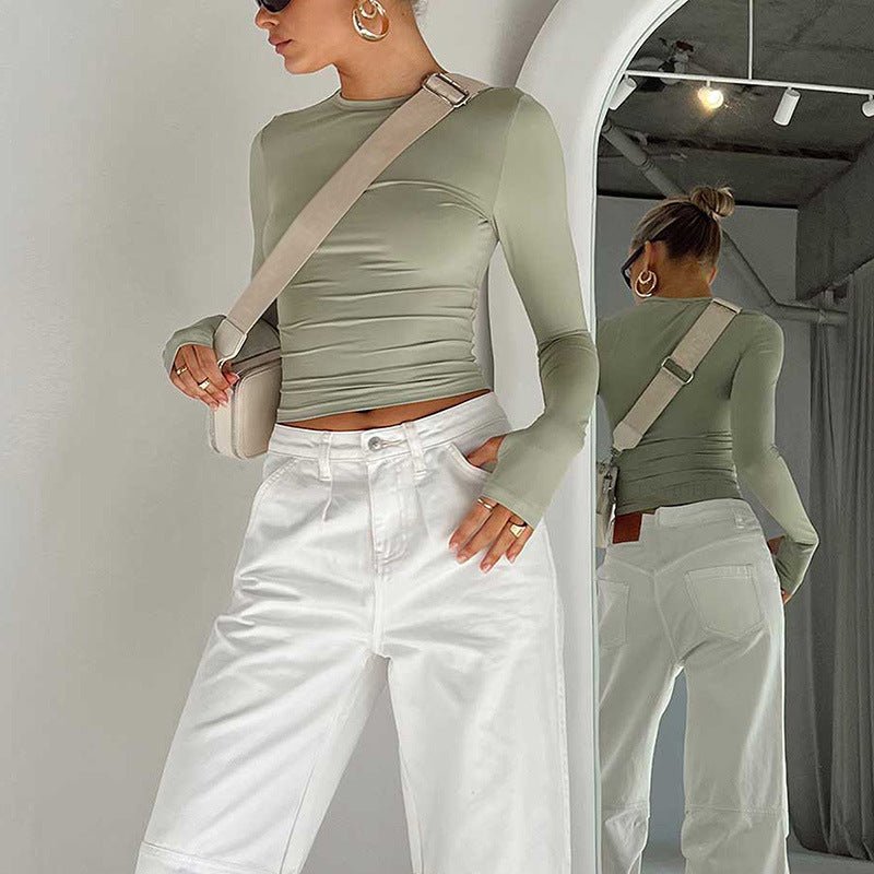 Long Sleeve T-shirt Solid Color Versatile Slim Thin Small Fashion Bottoming Shirt - Negative Apparel
