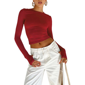 Long Sleeve T-shirt Solid Color Versatile Slim Thin Small Fashion Bottoming Shirt - Negative Apparel