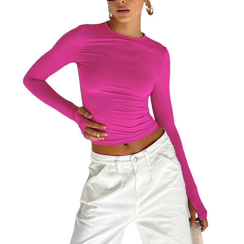 Long Sleeve T-shirt Solid Color Versatile Slim Thin Small Fashion Bottoming Shirt - Negative Apparel