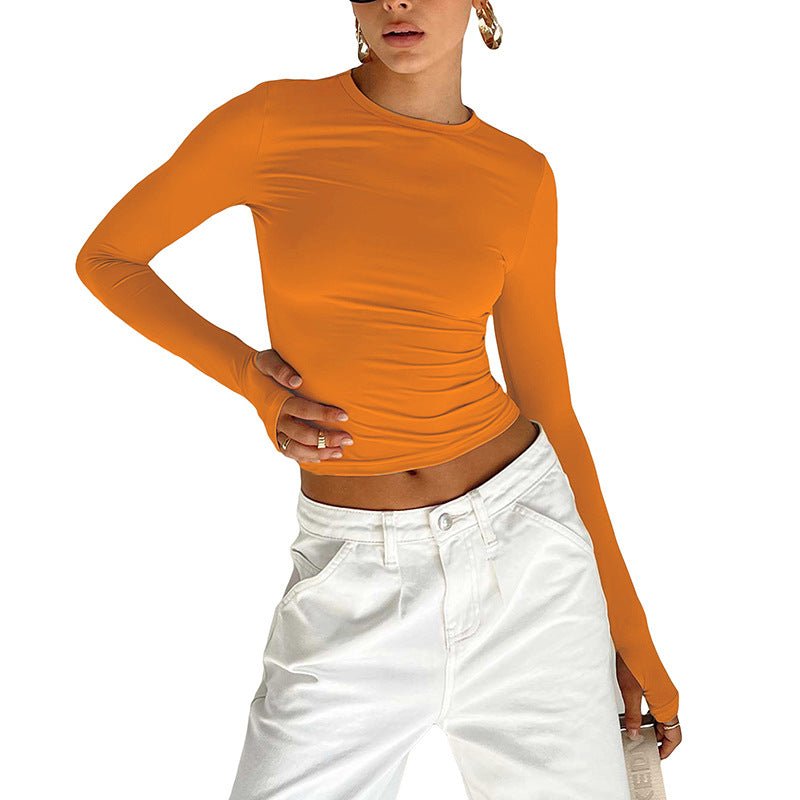 Long Sleeve T-shirt Solid Color Versatile Slim Thin Small Fashion Bottoming Shirt - Negative Apparel
