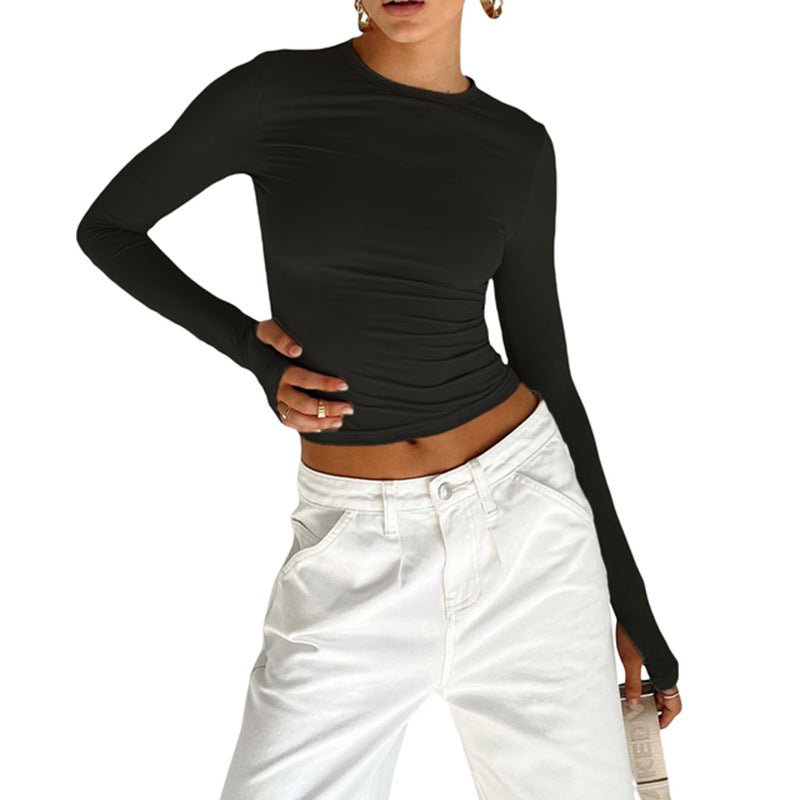 Long Sleeve T-shirt Solid Color Versatile Slim Thin Small Fashion Bottoming Shirt - Negative Apparel