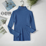 Long - sleeved turtleneck hi - neck solid color Korean style pullover sweater (24 colors) - Negative Apparel