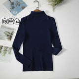 Long - sleeved turtleneck hi - neck solid color Korean style pullover sweater (24 colors) - Negative Apparel