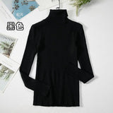 Long - sleeved turtleneck hi - neck solid color Korean style pullover sweater (24 colors) - Negative Apparel